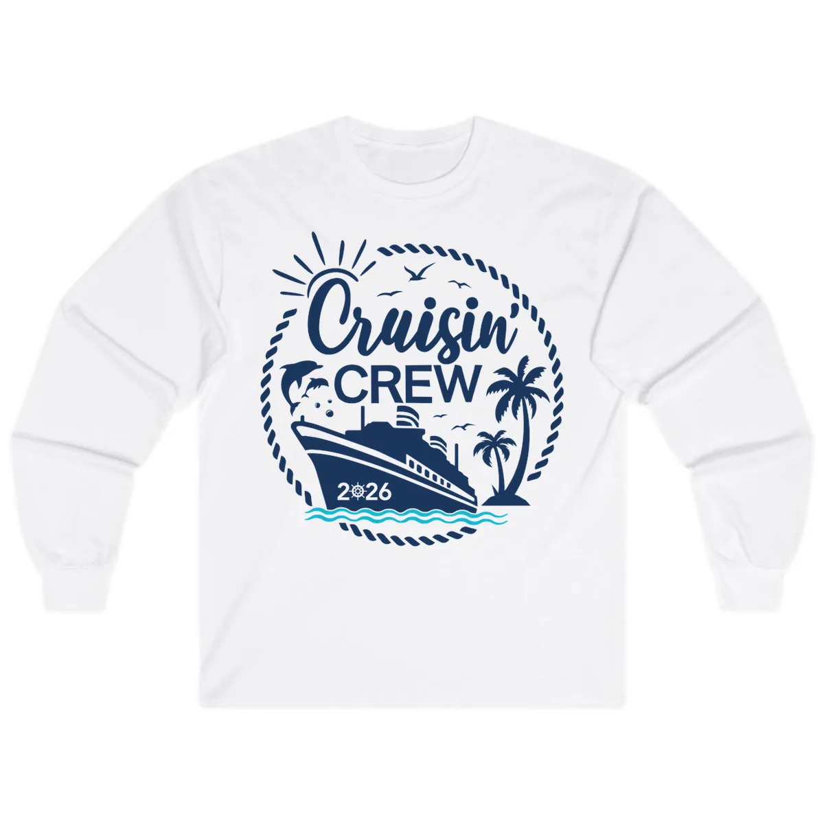Cruisin' Crew 2026 Family Vacation Apparel Long Sleeve in White