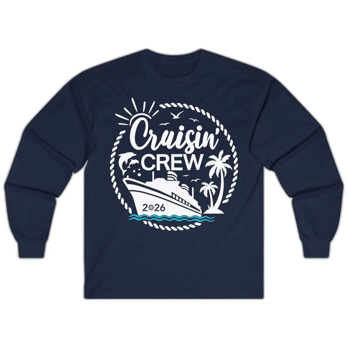 Cruisin' Crew 2026 Family Vacation Apparel Long Sleeve in Navy