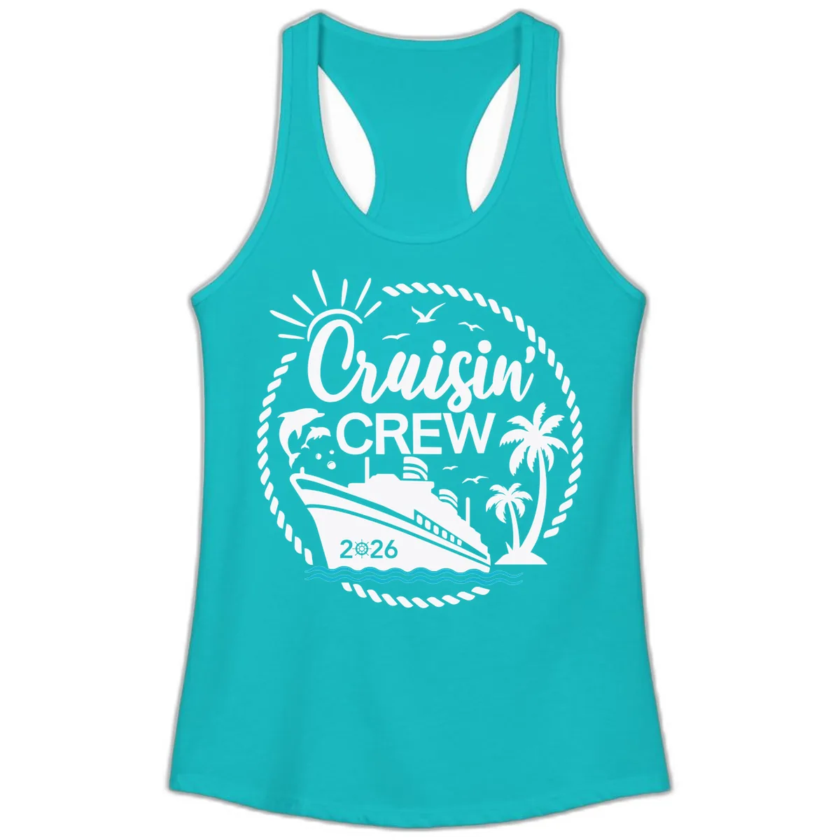 Cruisin' Crew 2026 Family Vacation Apparel Ladies Tank in Tahiti Blue