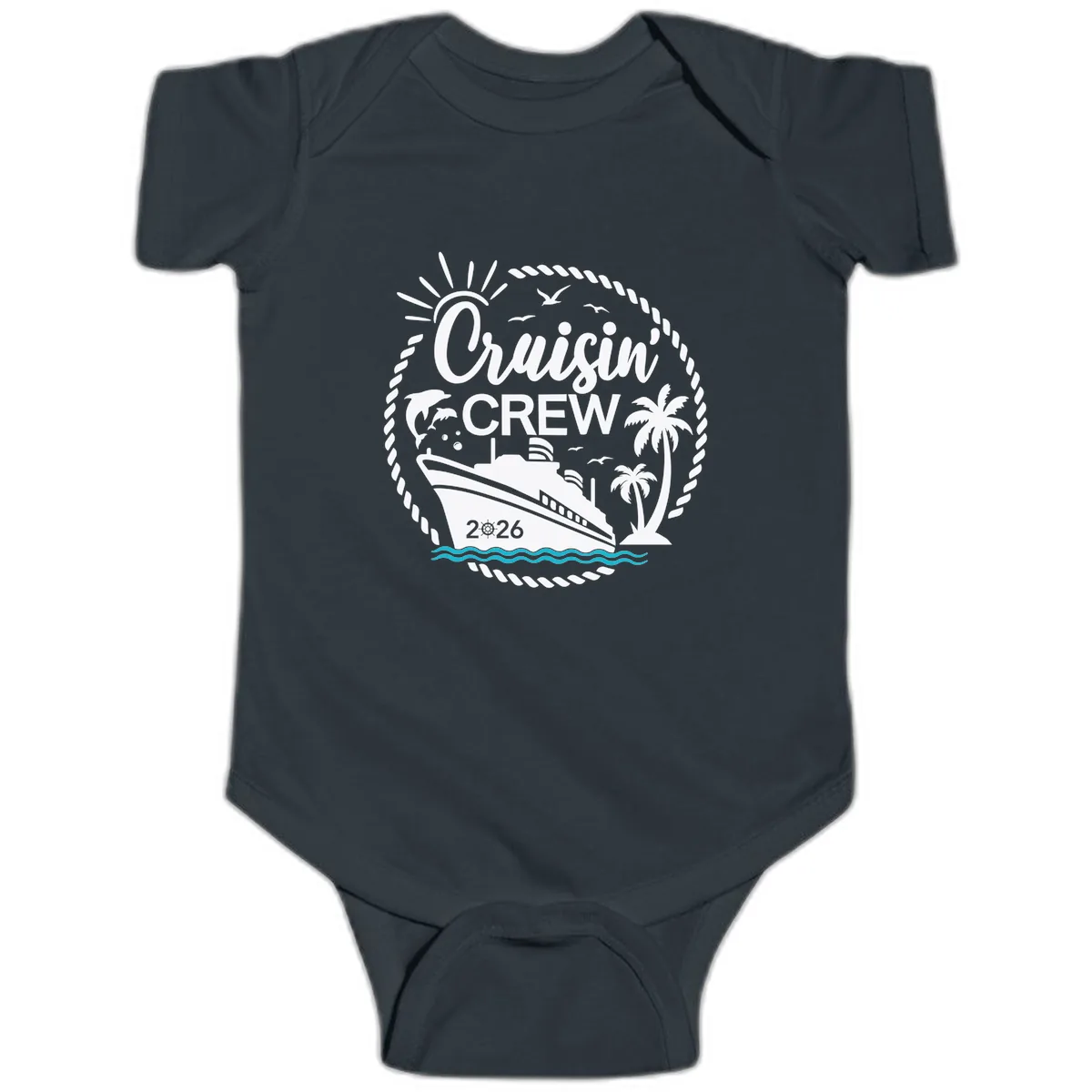 Cruisin' Crew 2026 Family Vacation Apparel Baby Onesie in Black