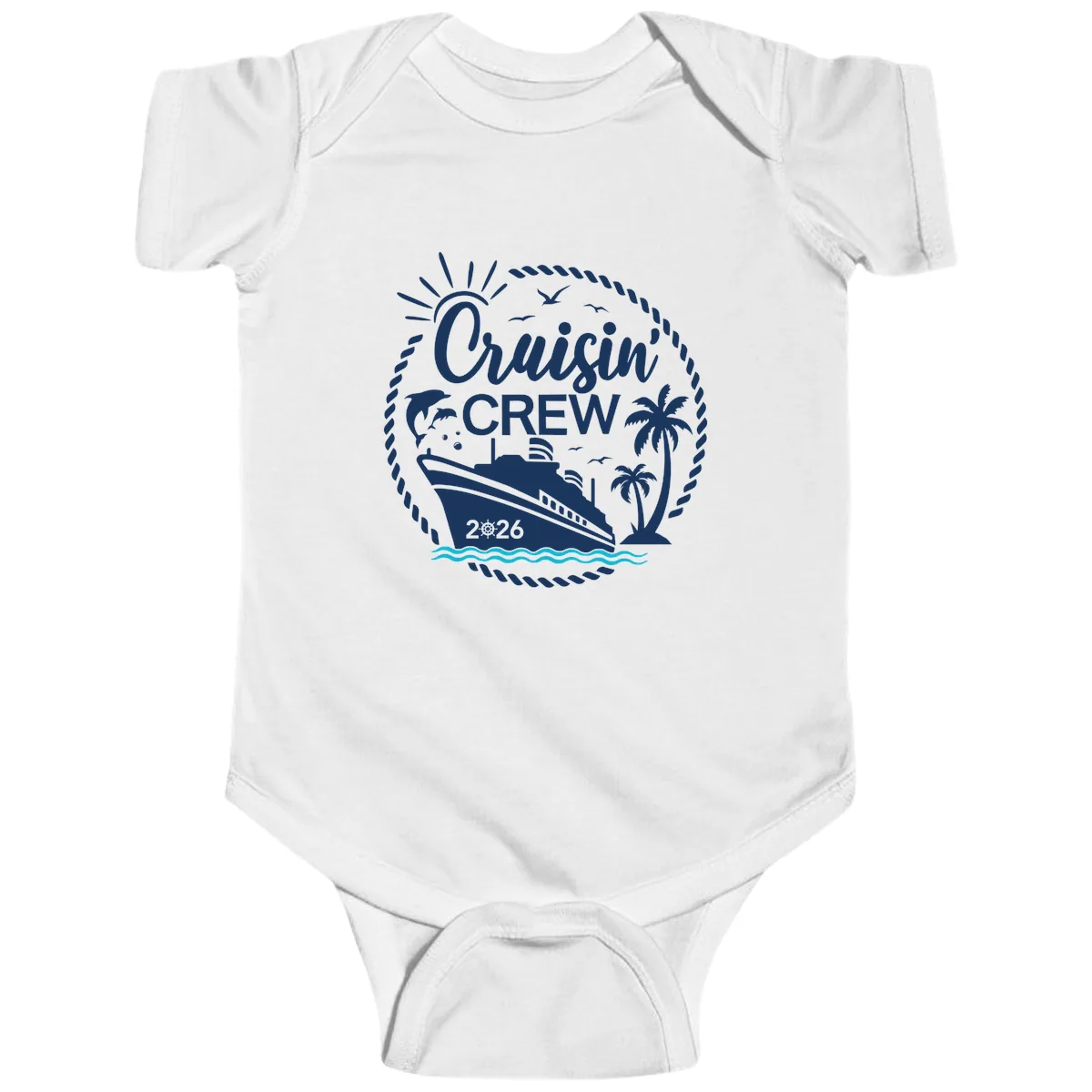 Cruisin' Crew 2026 Family Vacation Apparel Baby Onesie in White