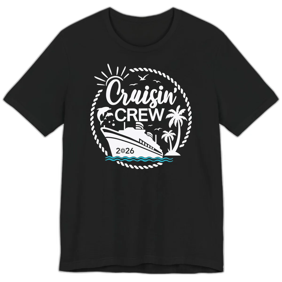 Cruisin' Crew 2026 Family Vacation Apparel Premium T-Shirt in Black