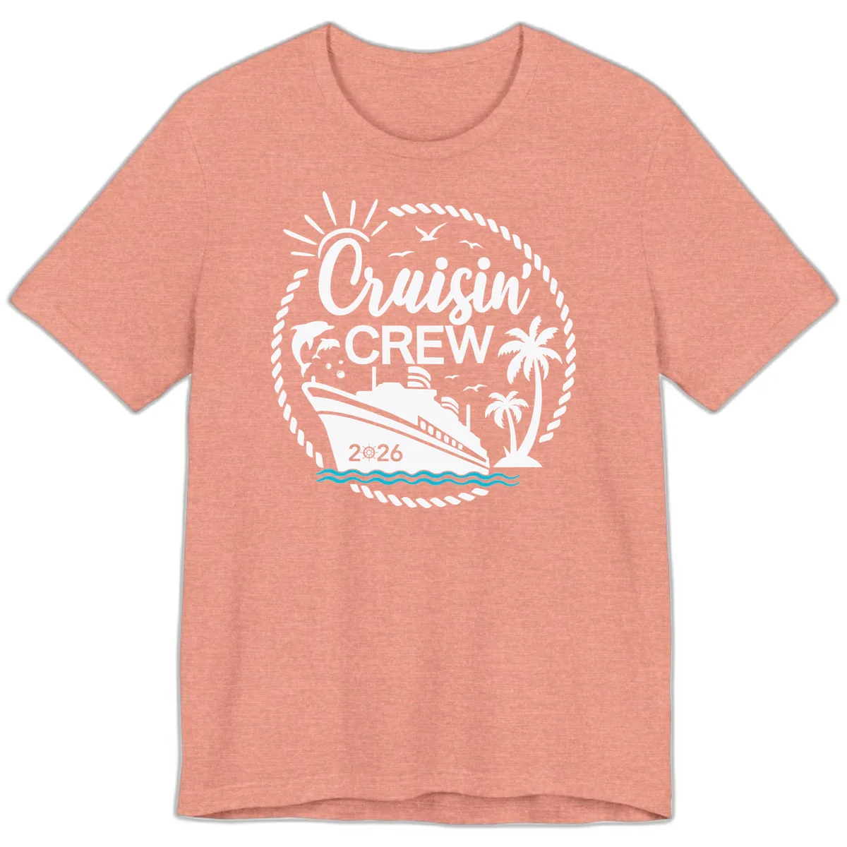 Cruisin' Crew 2026 Family Vacation Apparel Premium T-Shirt in Heather Sunset