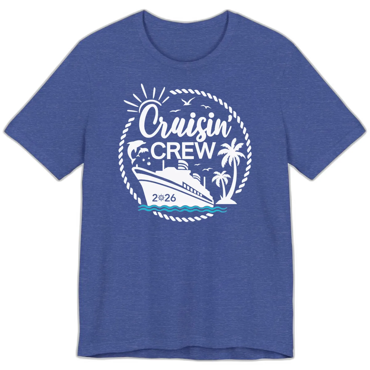 Cruisin' Crew 2026 Family Vacation Apparel Premium T-Shirt in Heather True Royal