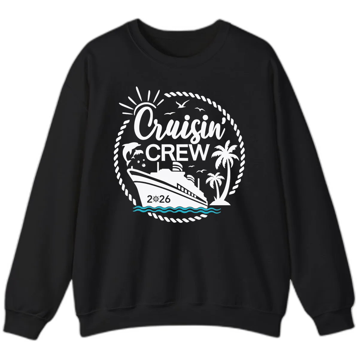 Cruisin' Crew 2026 Family Vacation Apparel Sweatshirt in Black