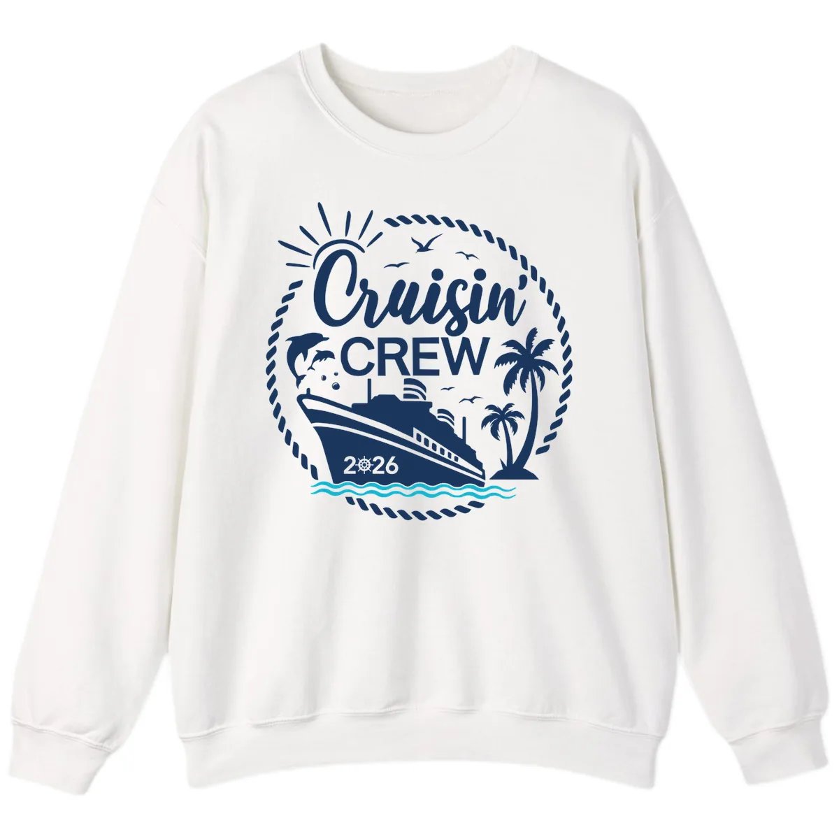 Cruisin' Crew 2026 Family Vacation Apparel Sweatshirt in White