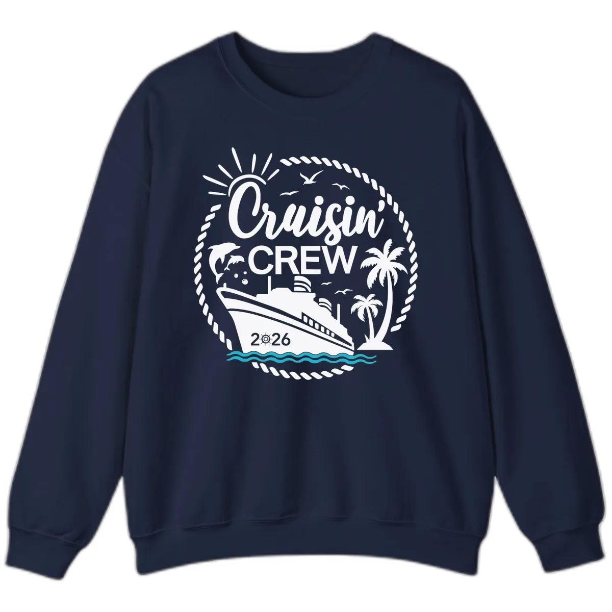 Cruisin' Crew 2026 Family Vacation Apparel Sweatshirt in Navy