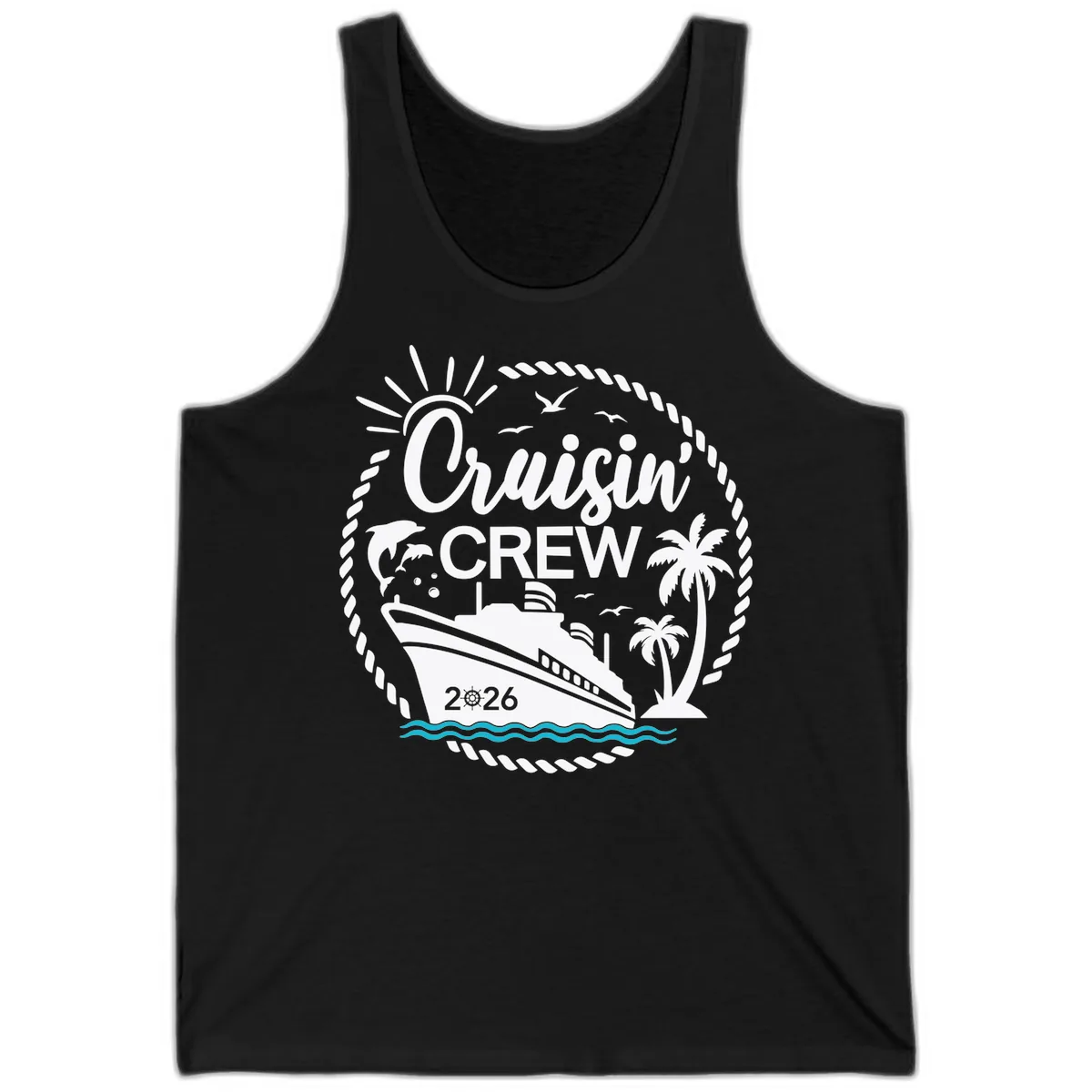 Cruisin' Crew 2026 Family Vacation Apparel Tank in Black