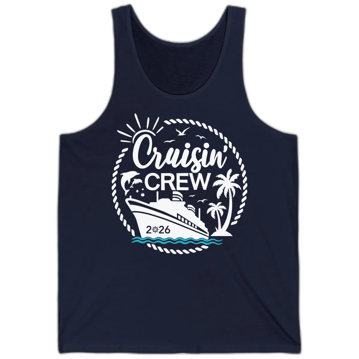 Cruisin' Crew 2026 Family Vacation Apparel Tank in Navy