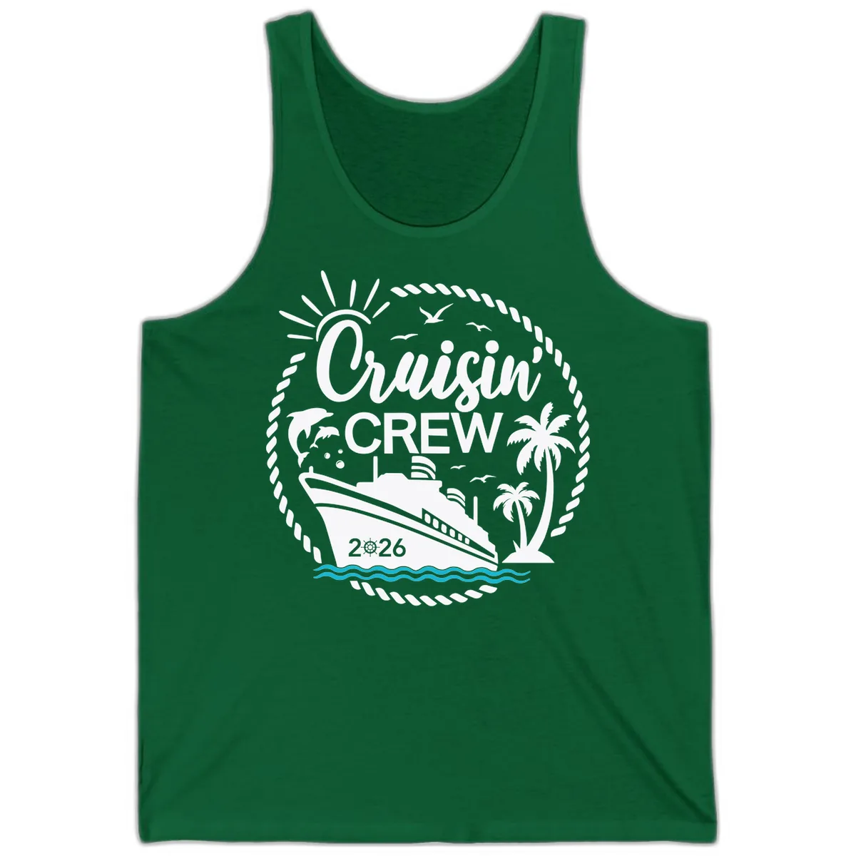 Cruisin' Crew 2026 Family Vacation Apparel Tank in Kelly