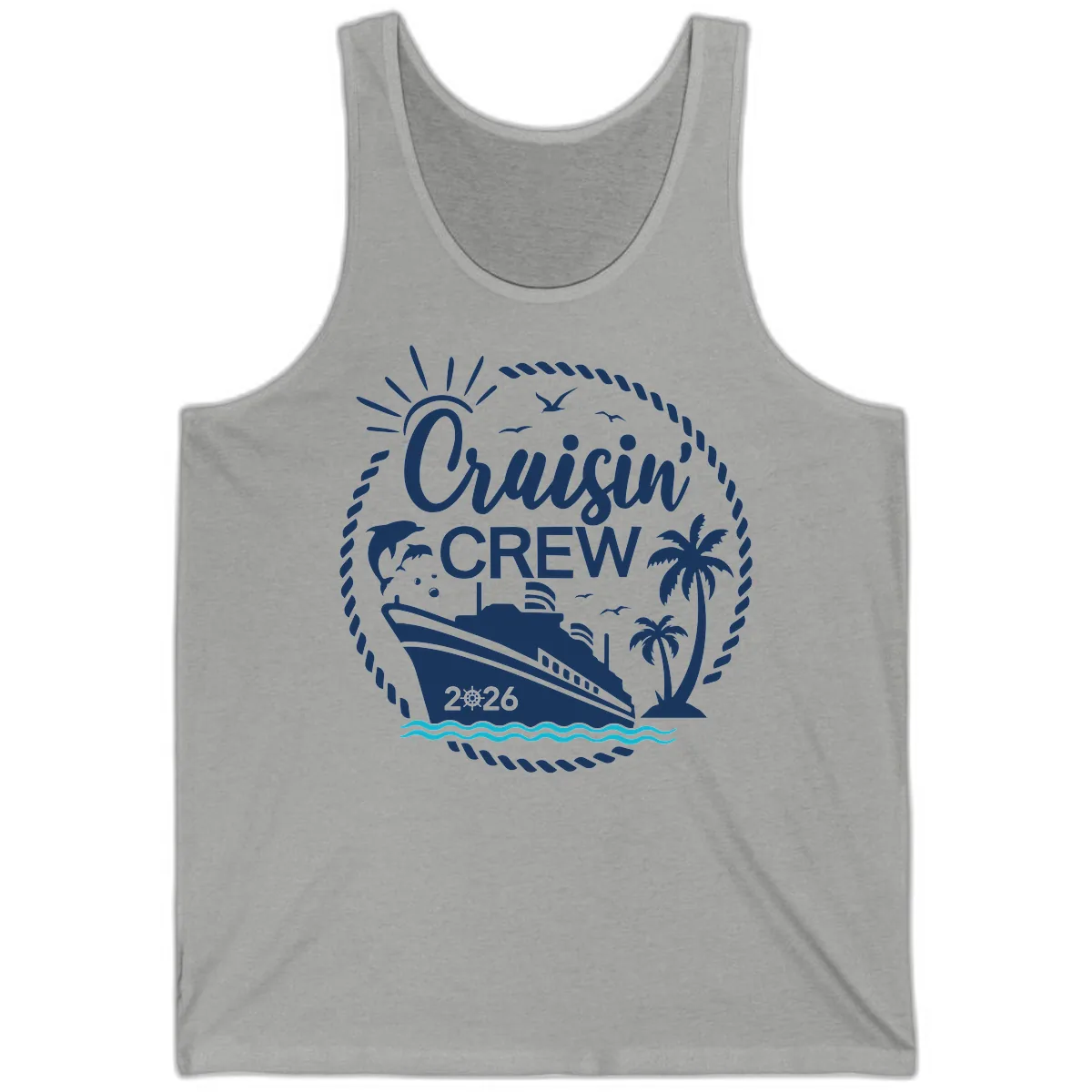 Cruisin' Crew 2026 Family Vacation Apparel Tank in Athletic Heather