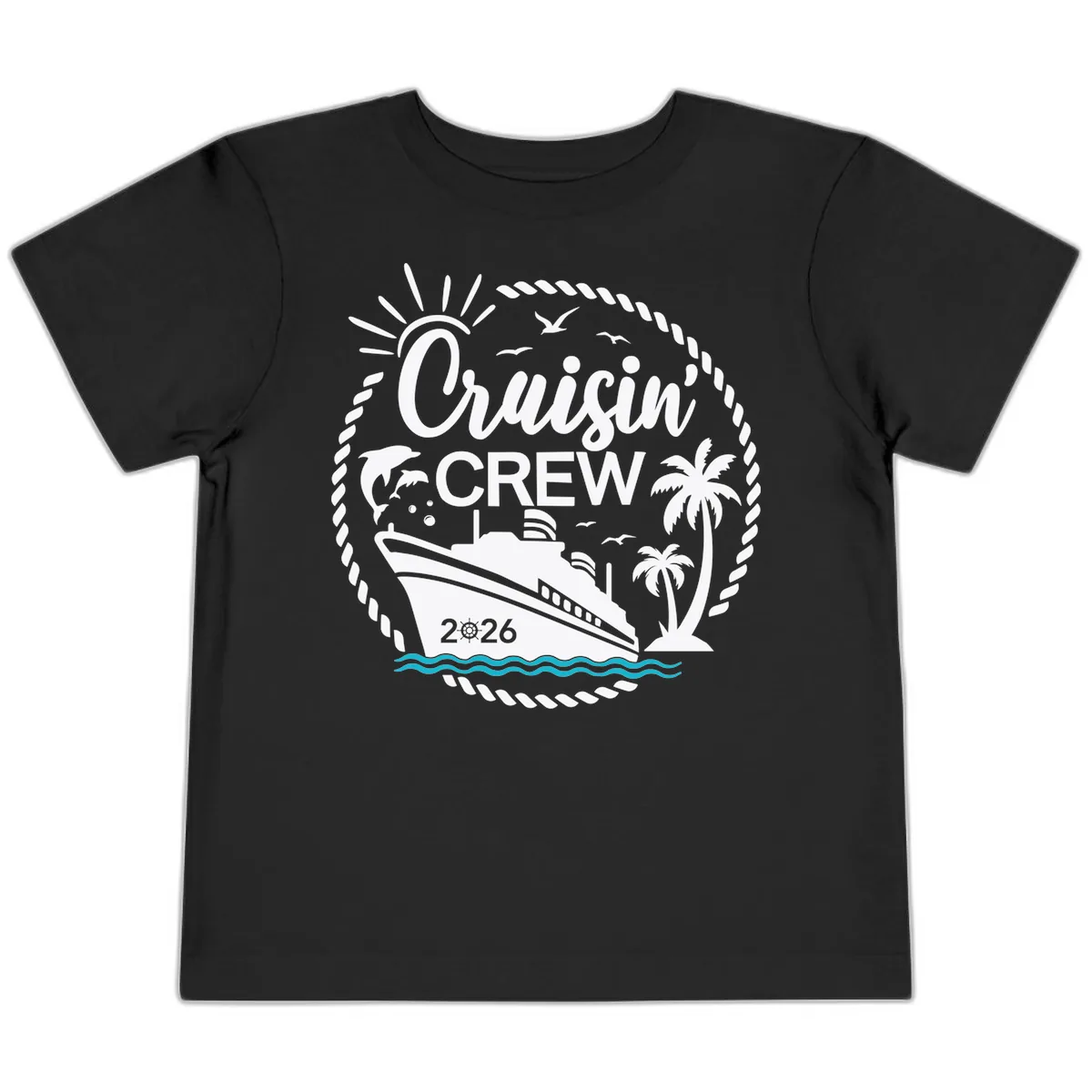 Cruisin' Crew 2026 Family Vacation Apparel Toddler T-Shirt in Black