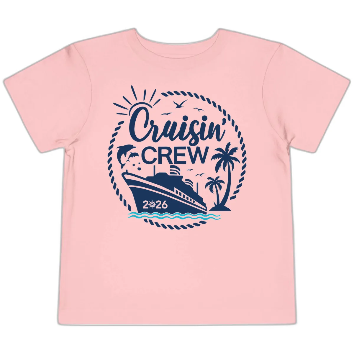 Cruisin' Crew 2026 Family Vacation Apparel Toddler T-Shirt in Pink