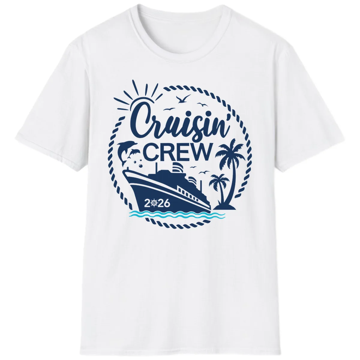 Cruisin' Crew 2026 Family Vacation Apparel T-Shirt in White