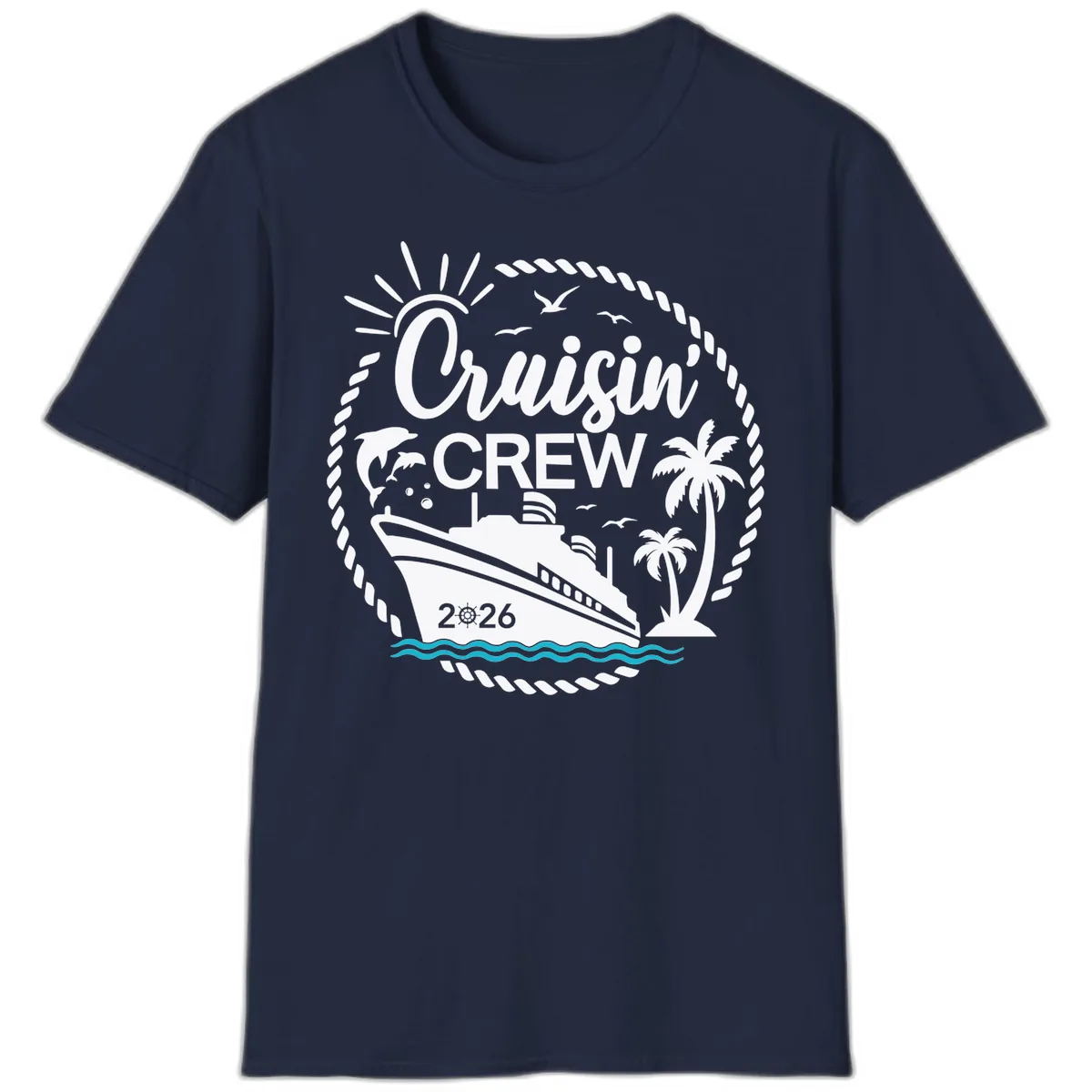 Cruisin' Crew 2026 Family Vacation Apparel T-Shirt in Navy