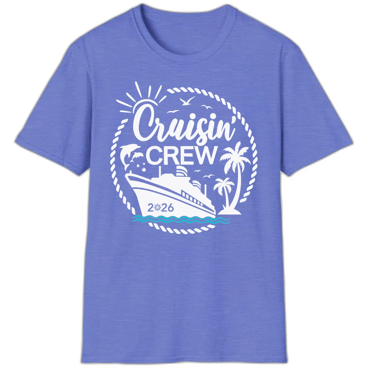 Cruisin' Crew 2026 Family Vacation Apparel T-Shirt in Heather Royal