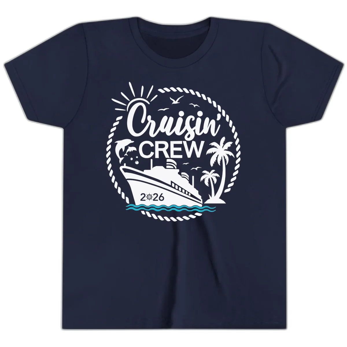 Cruisin' Crew 2026 Family Vacation Apparel Youth T-Shirt in Navy