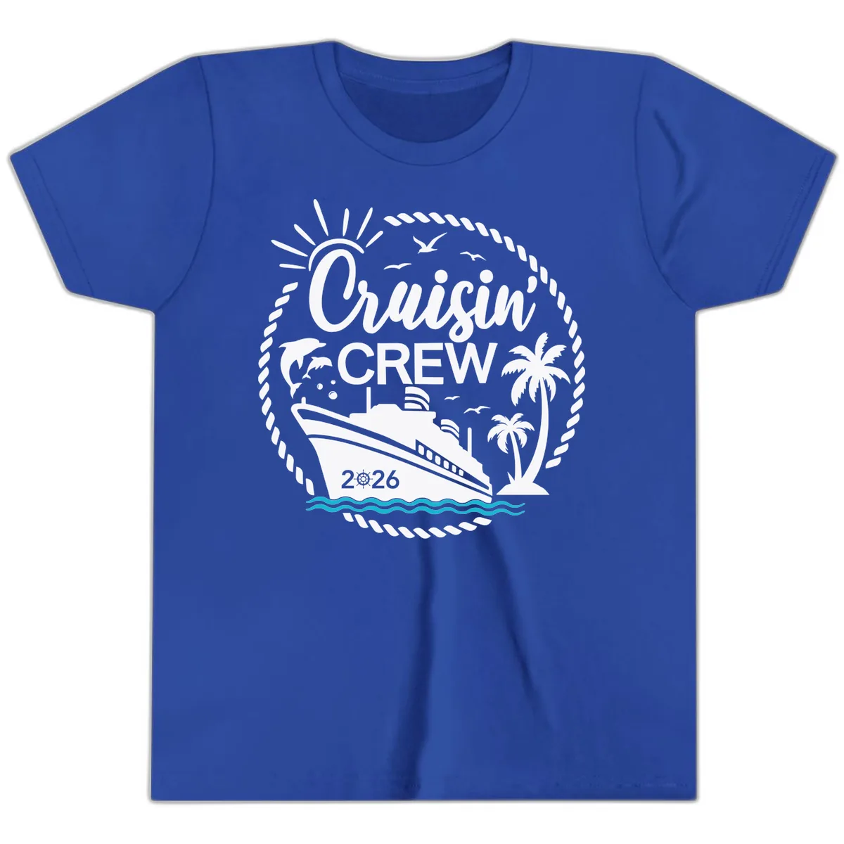 Cruisin' Crew 2026 Family Vacation Apparel Youth T-Shirt in True Royal