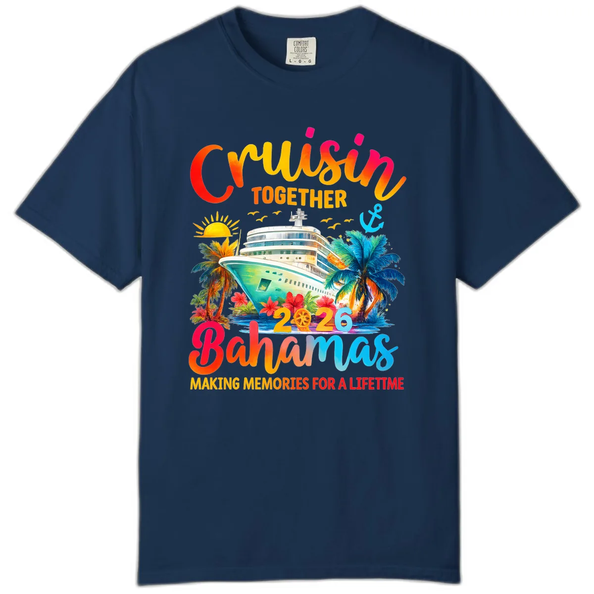 Cruisin Together Bahamas 2026 Family Cruise Comfort Color in Navy