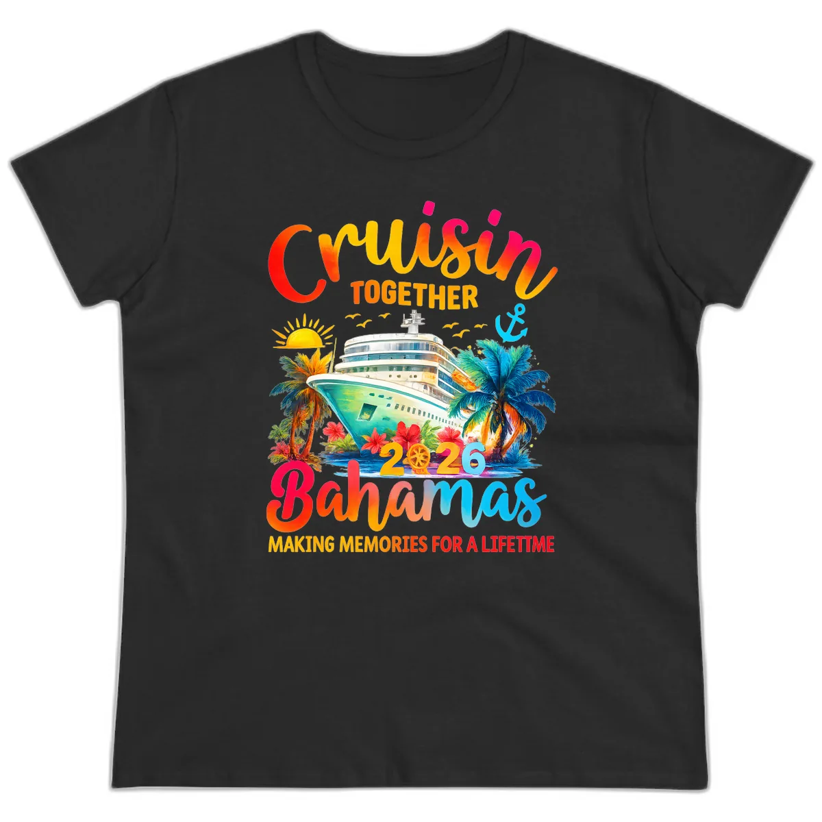 Cruisin Together Bahamas 2026 Family Cruise Ladies Tee in Black