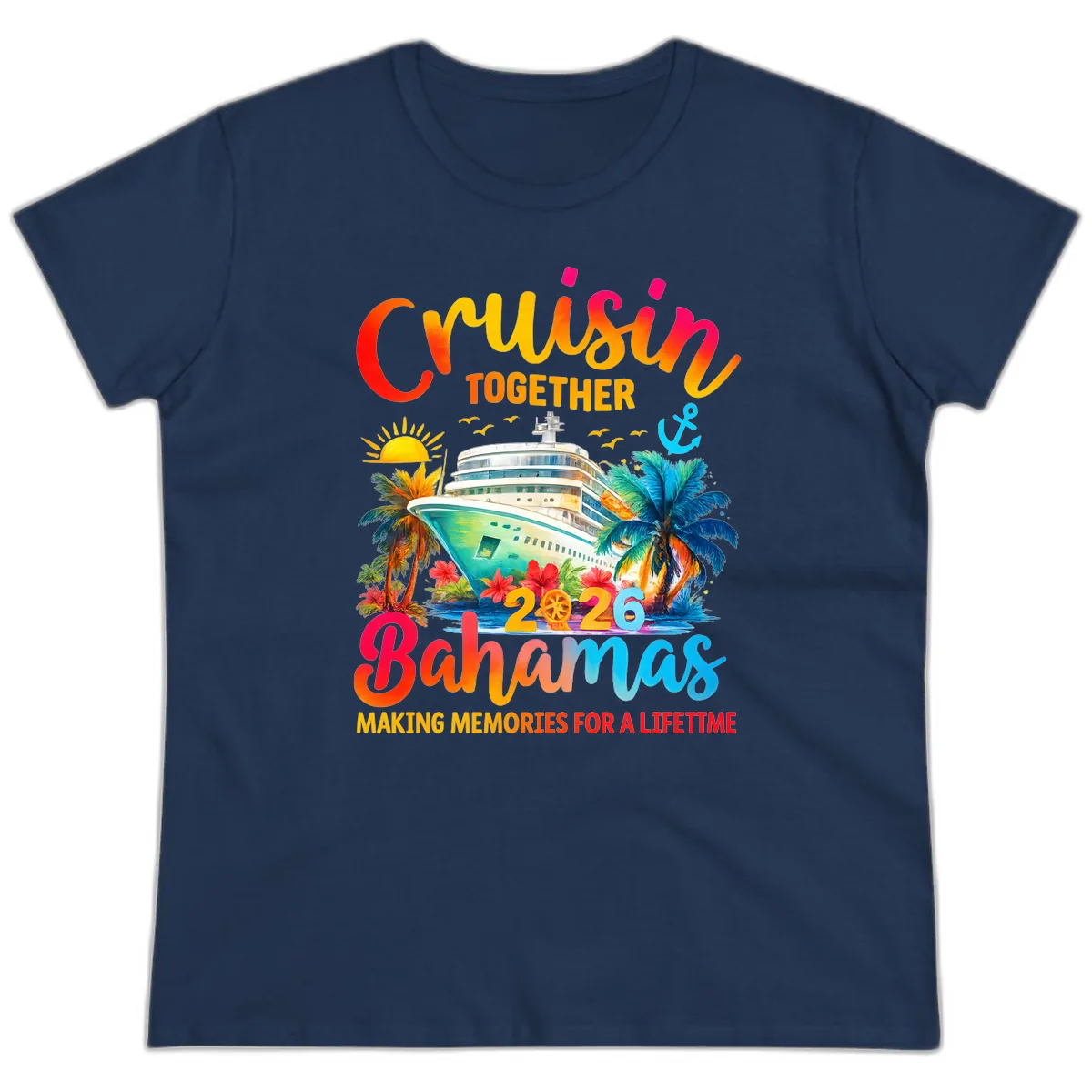 Cruisin Together Bahamas 2026 Family Cruise Ladies Tee in Navy