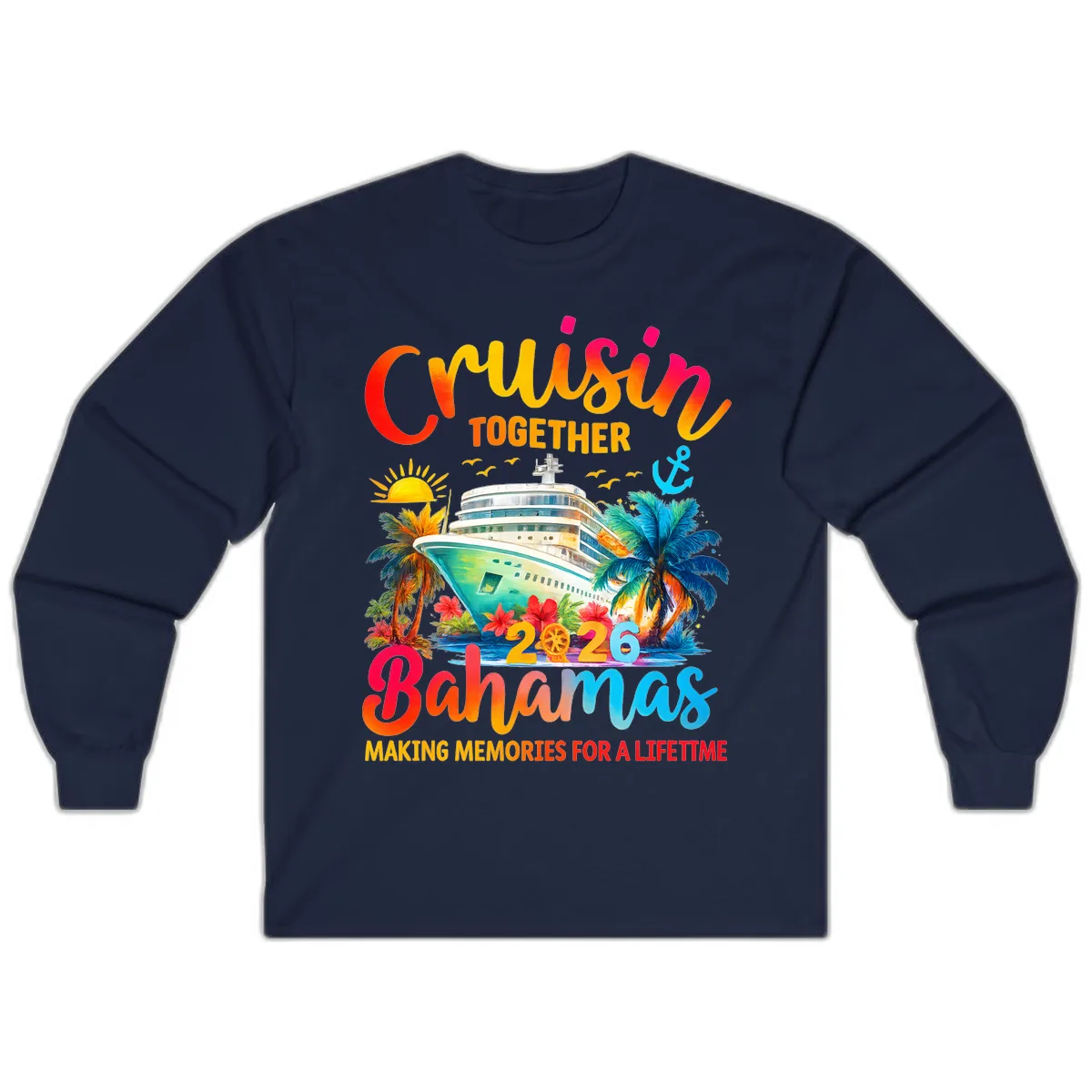 Cruisin Together Bahamas 2026 Family Cruise Long Sleeve in Navy