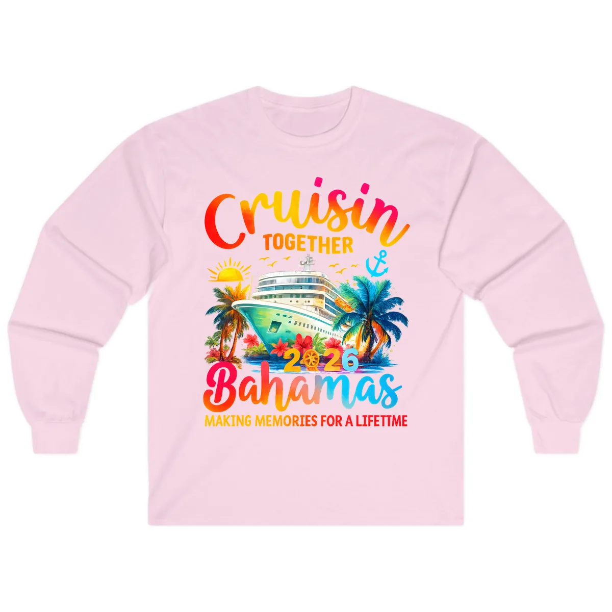 Cruisin Together Bahamas 2026 Family Cruise Long Sleeve in Light Pink