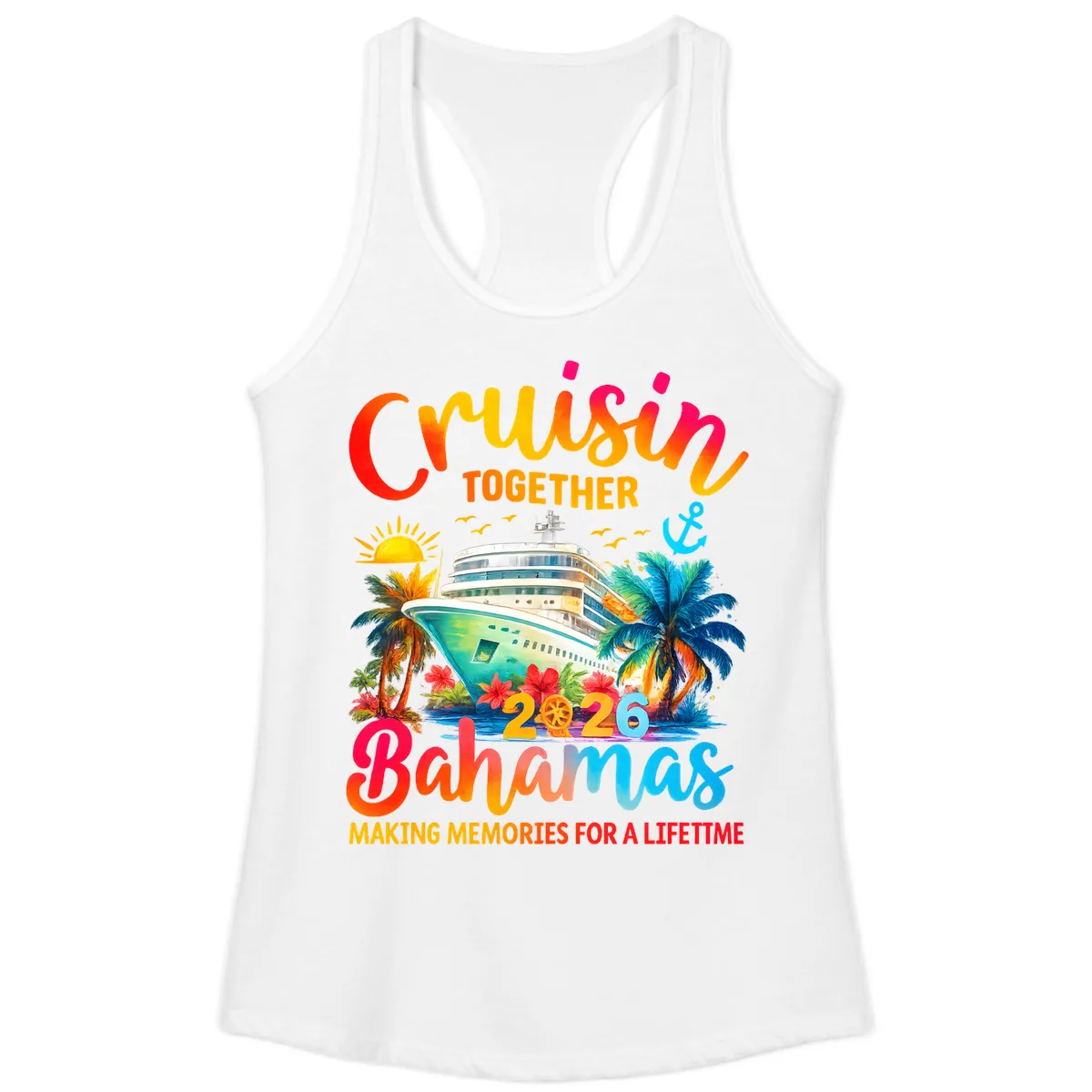 Cruisin Together Bahamas 2026 Family Cruise Ladies Tank in White