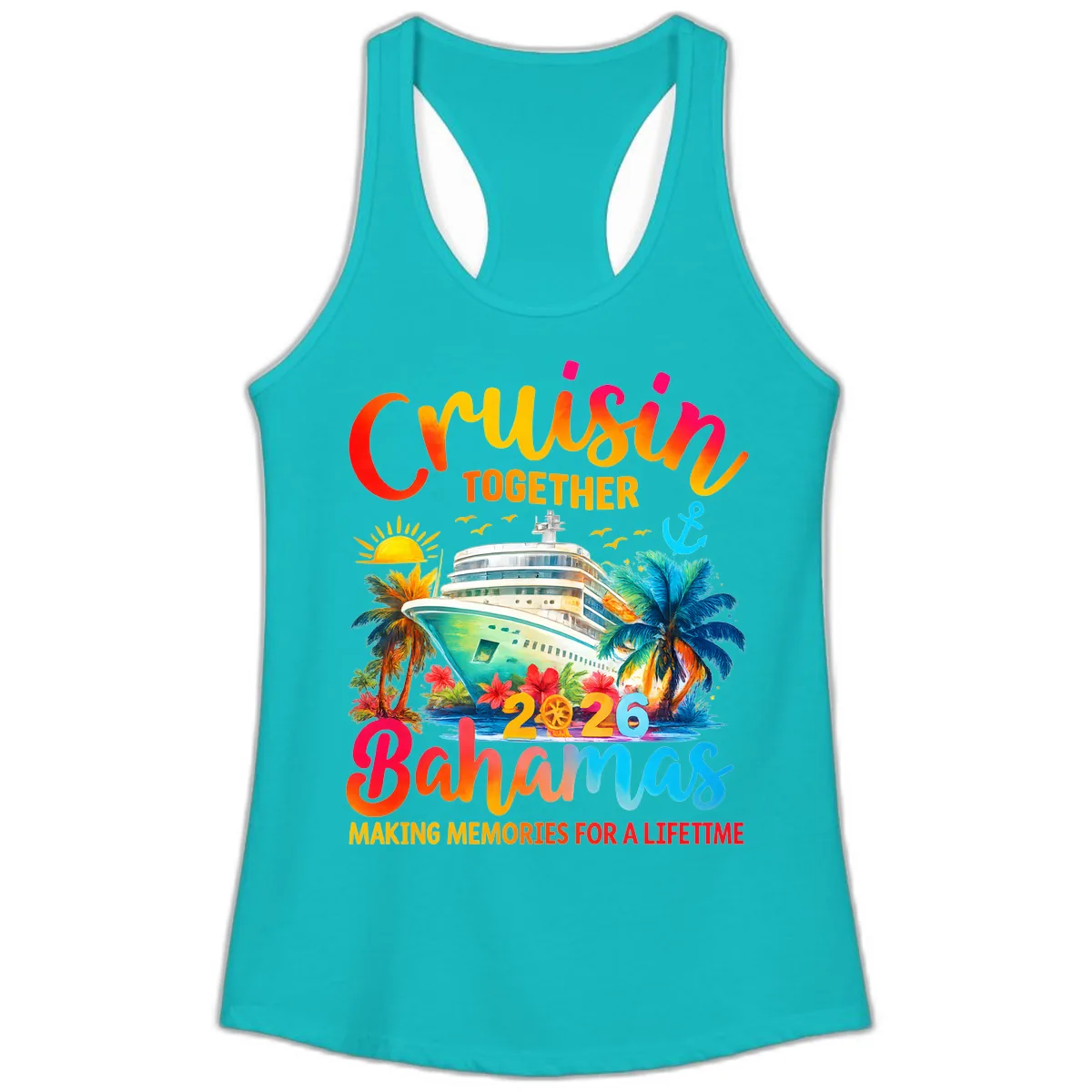 Cruisin Together Bahamas 2026 Family Cruise Ladies Tank in Tahiti Blue