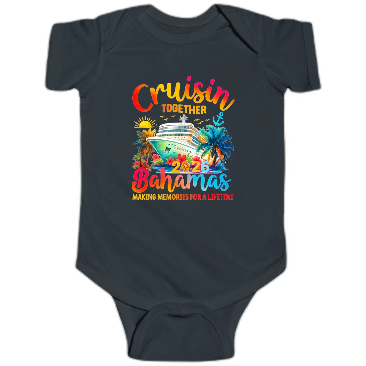 Cruisin Together Bahamas 2026 Family Cruise Baby Onesie in Black