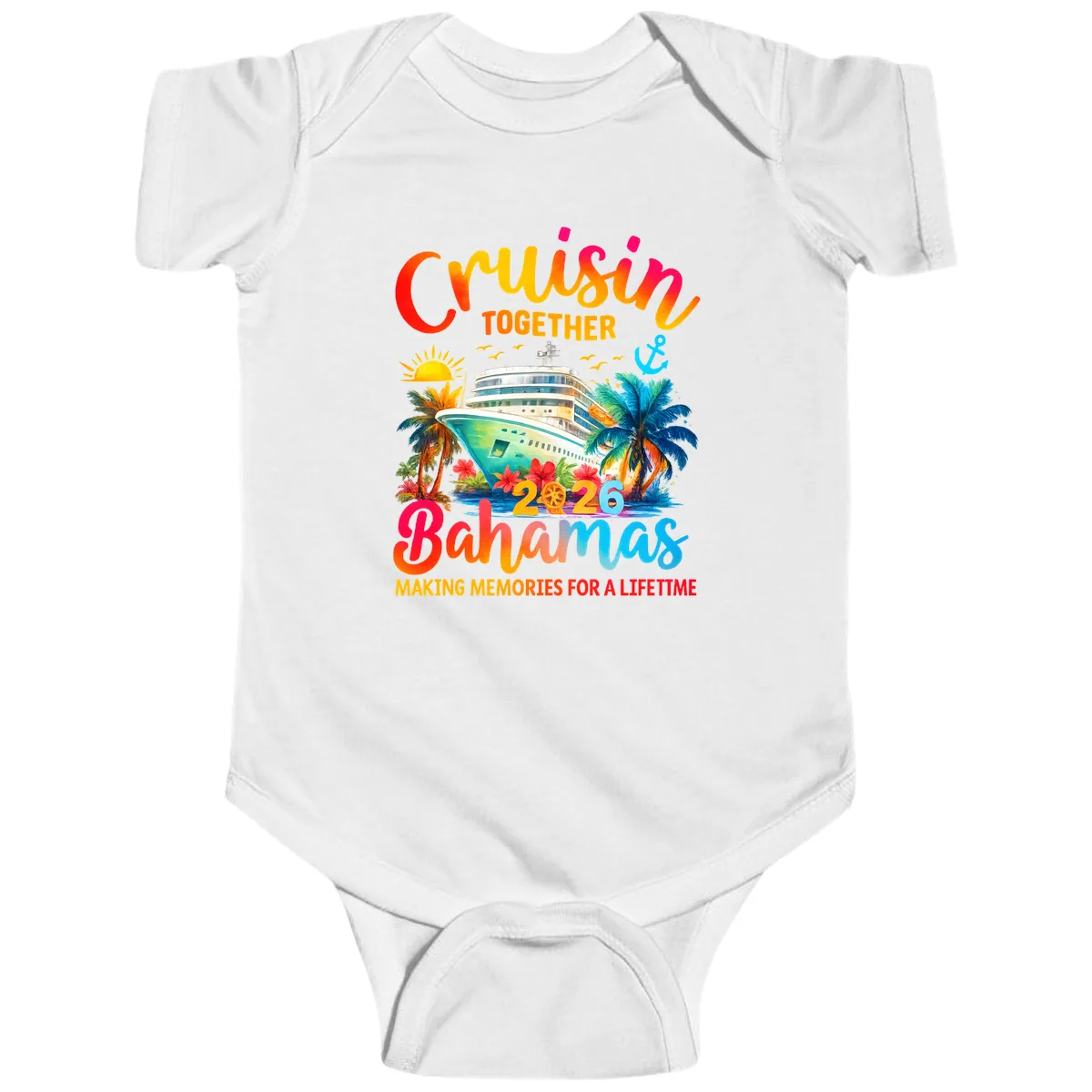 Cruisin Together Bahamas 2026 Family Cruise Baby Onesie in White
