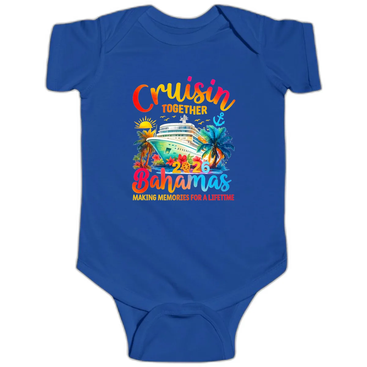 Cruisin Together Bahamas 2026 Family Cruise Baby Onesie in Royal