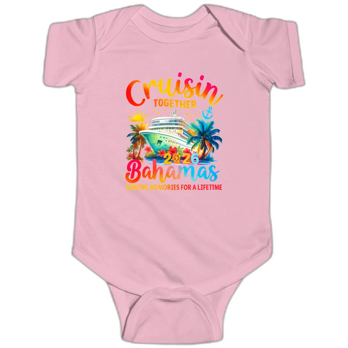 Cruisin Together Bahamas 2026 Family Cruise Baby Onesie in Pink