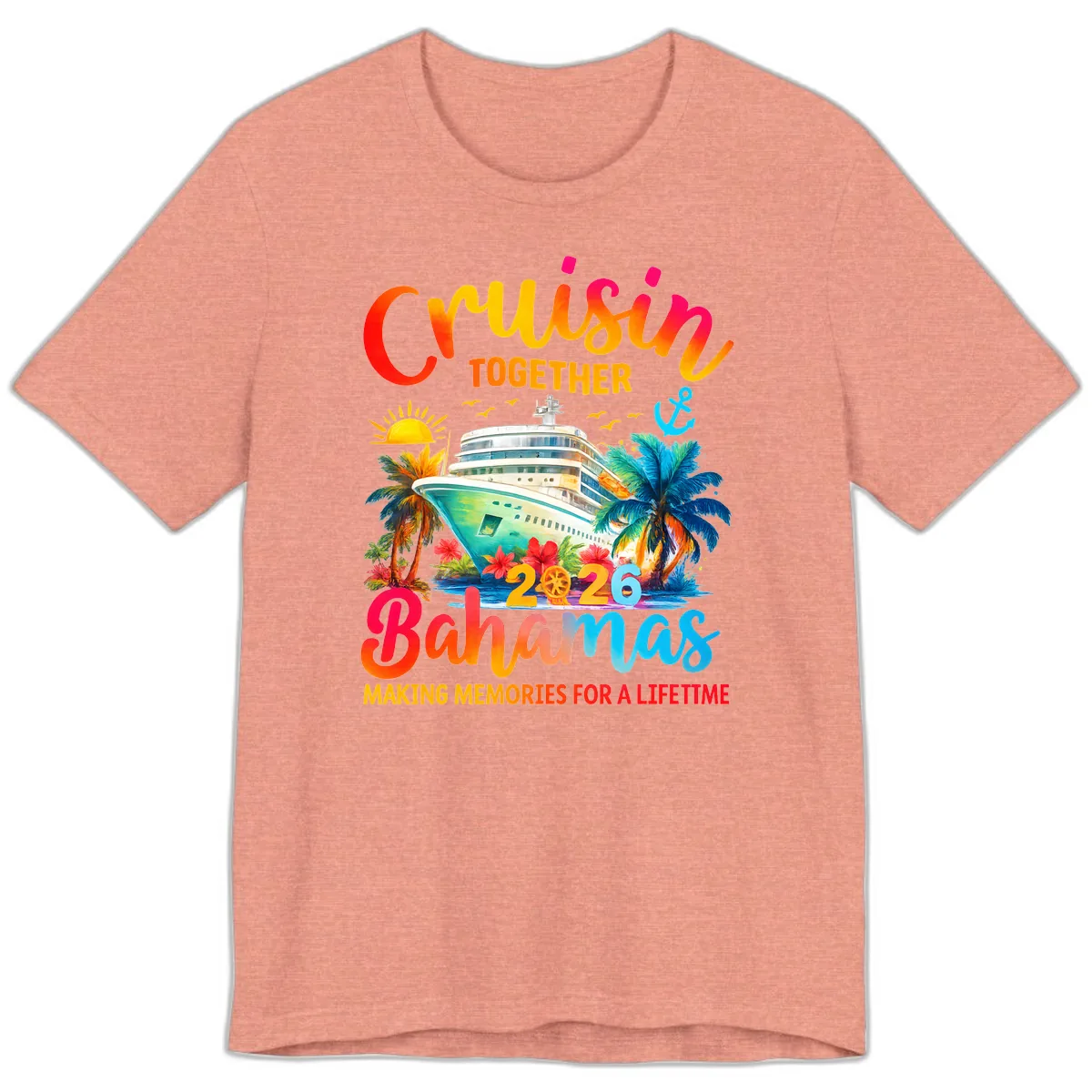 Cruisin Together Bahamas 2026 Family Cruise Premium T-Shirt in Heather Sunset
