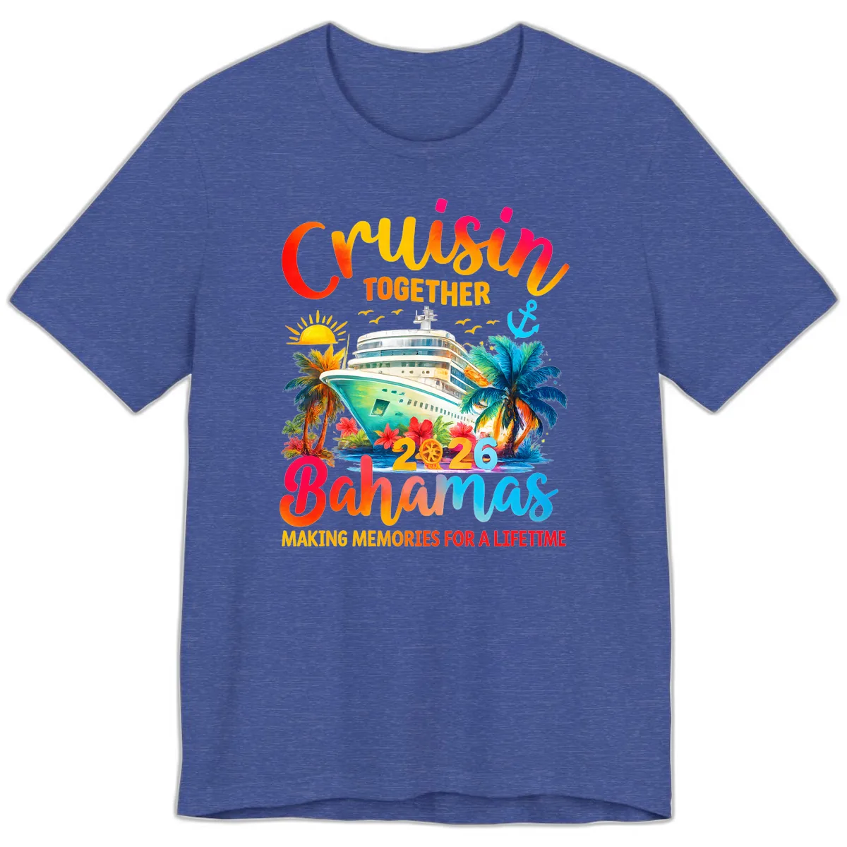 Cruisin Together Bahamas 2026 Family Cruise Premium T-Shirt in Heather True Royal
