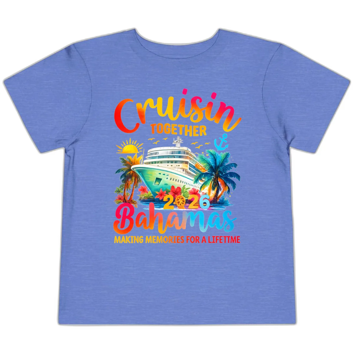 Cruisin Together Bahamas 2026 Family Cruise Toddler T-Shirt in Heather Columbia Blue