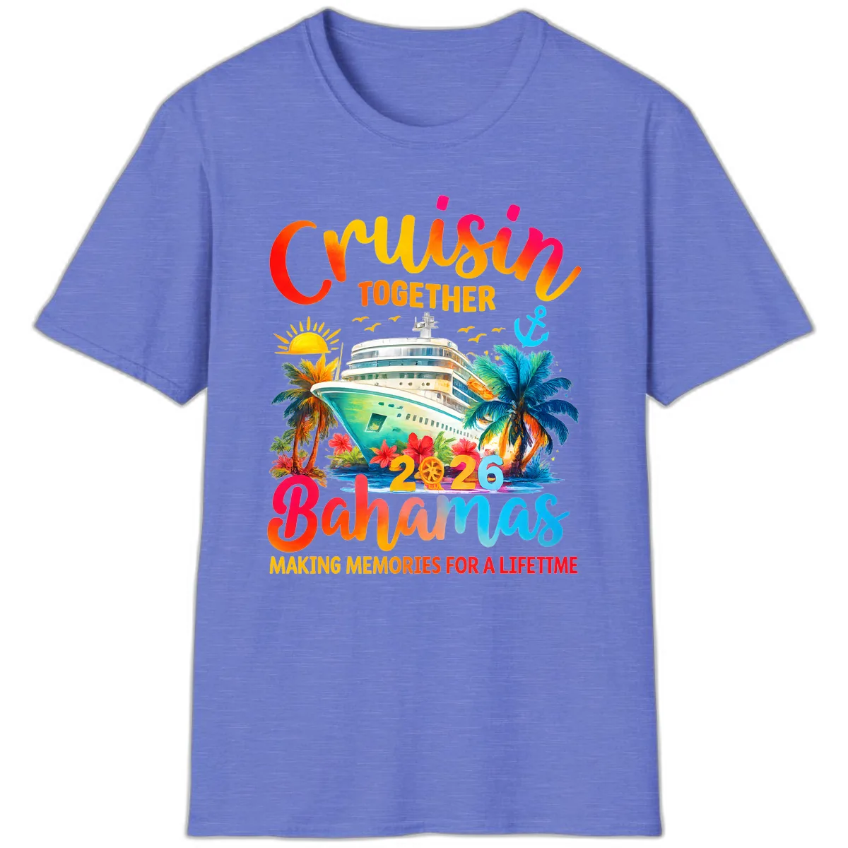 Cruisin Together Bahamas 2026 Family Cruise T-Shirt in Heather Royal