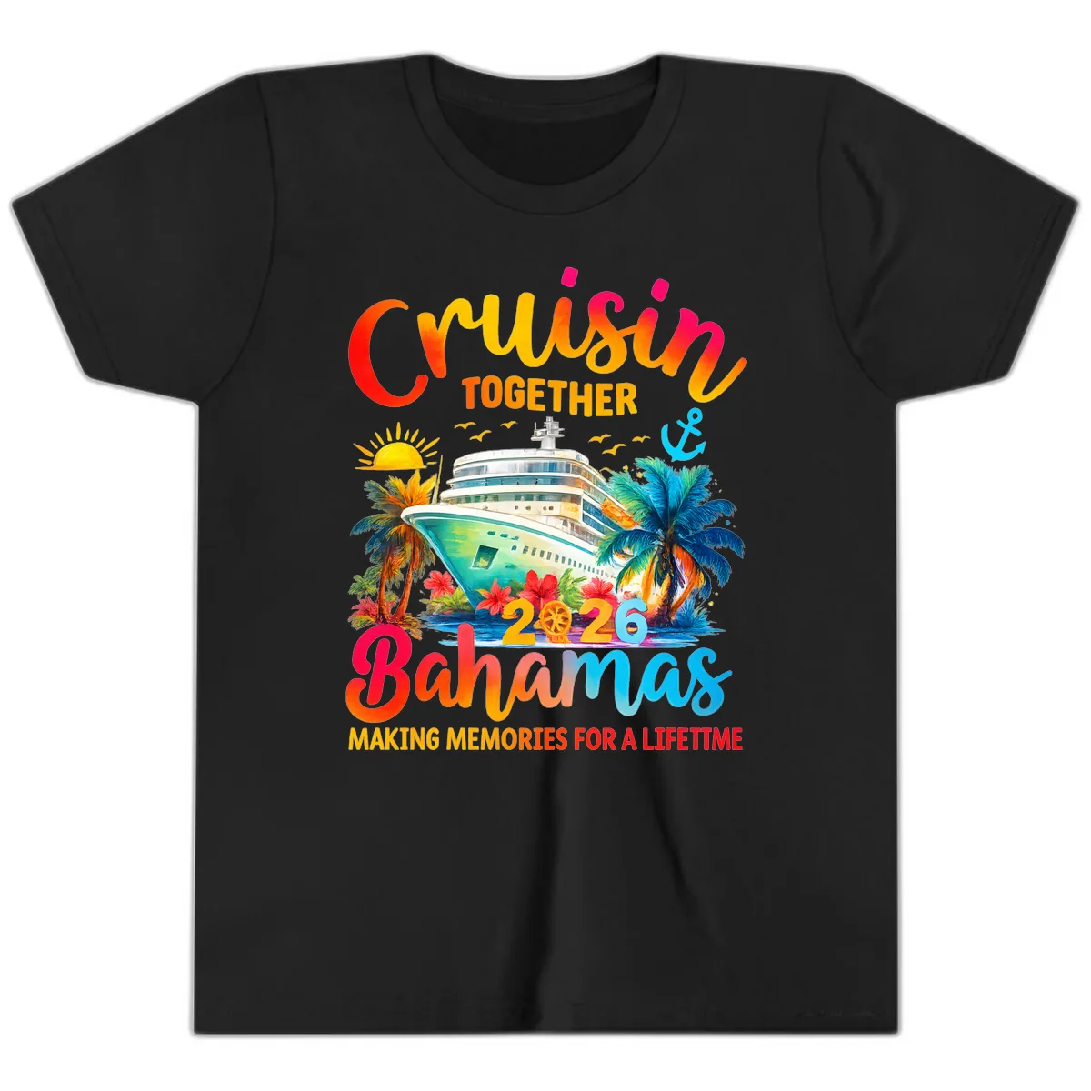 Cruisin Together Bahamas 2026 Family Cruise Youth T-Shirt in Black