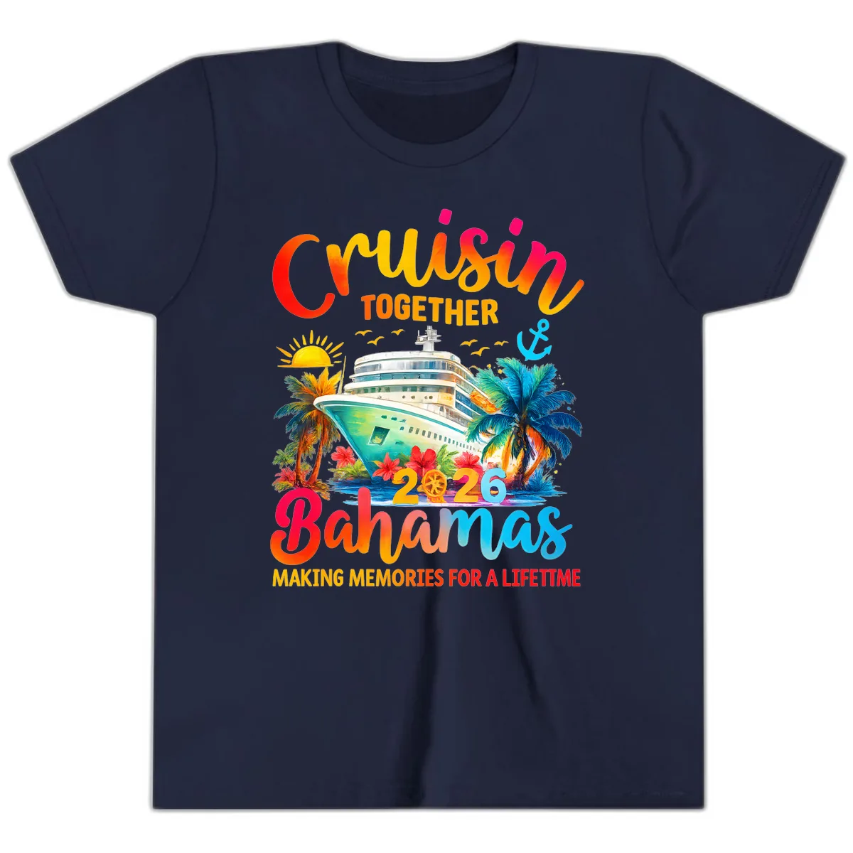 Cruisin Together Bahamas 2026 Family Cruise Youth T-Shirt in Navy