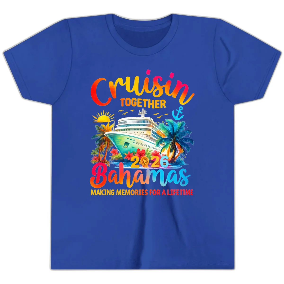 Cruisin Together Bahamas 2026 Family Cruise Youth T-Shirt in True Royal