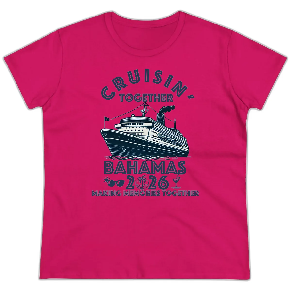 Family Cruisin' Together Bahamas 2026 Ladies Tee in Heliconia