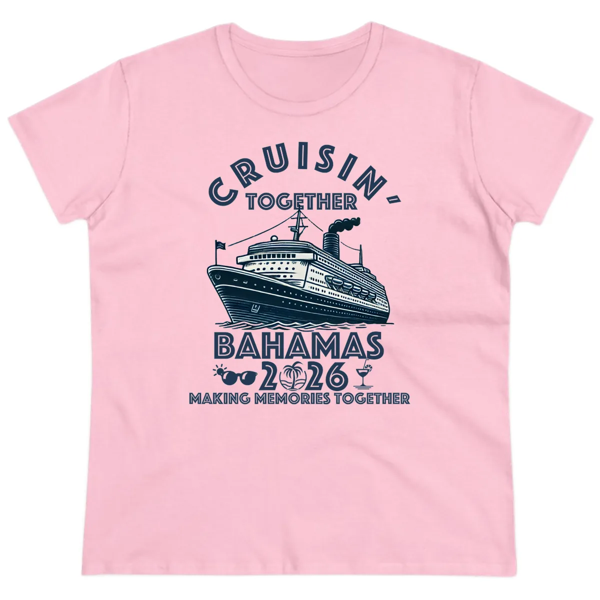 Family Cruisin' Together Bahamas 2026 Ladies Tee in Light Pink