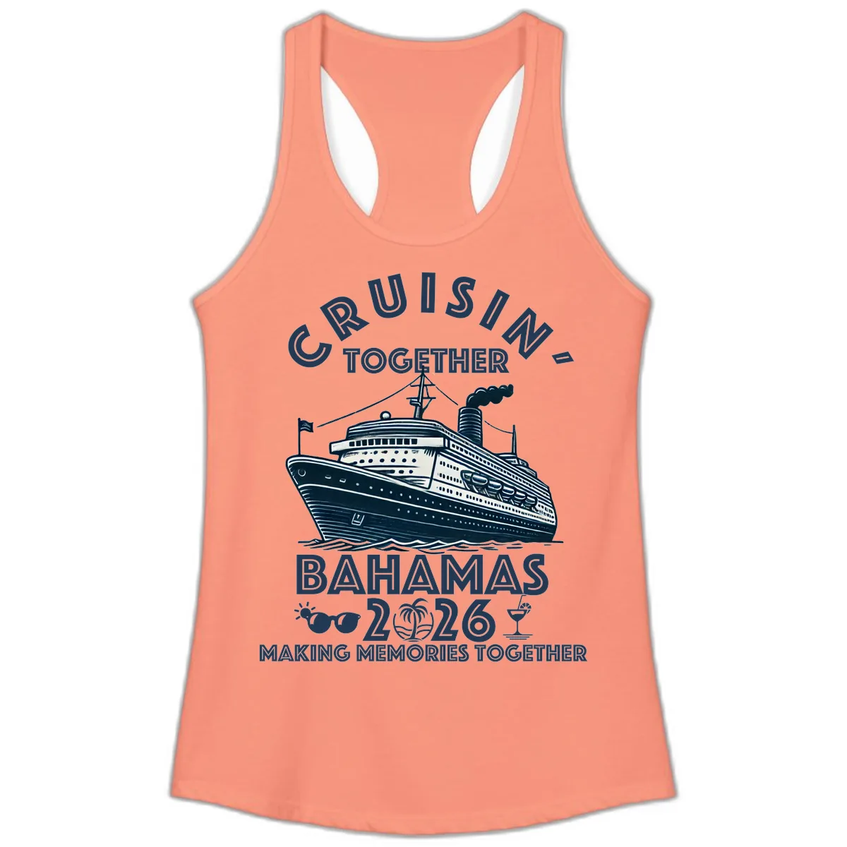 Family Cruisin' Together Bahamas 2026 Ladies Tank in Solid Light Orange