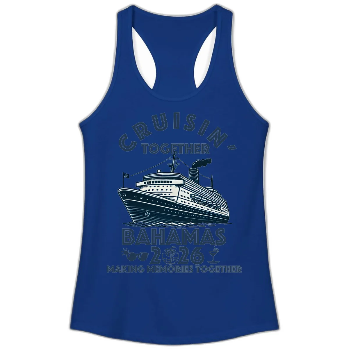 Family Cruisin' Together Bahamas 2026 Ladies Tank in Solid Royal