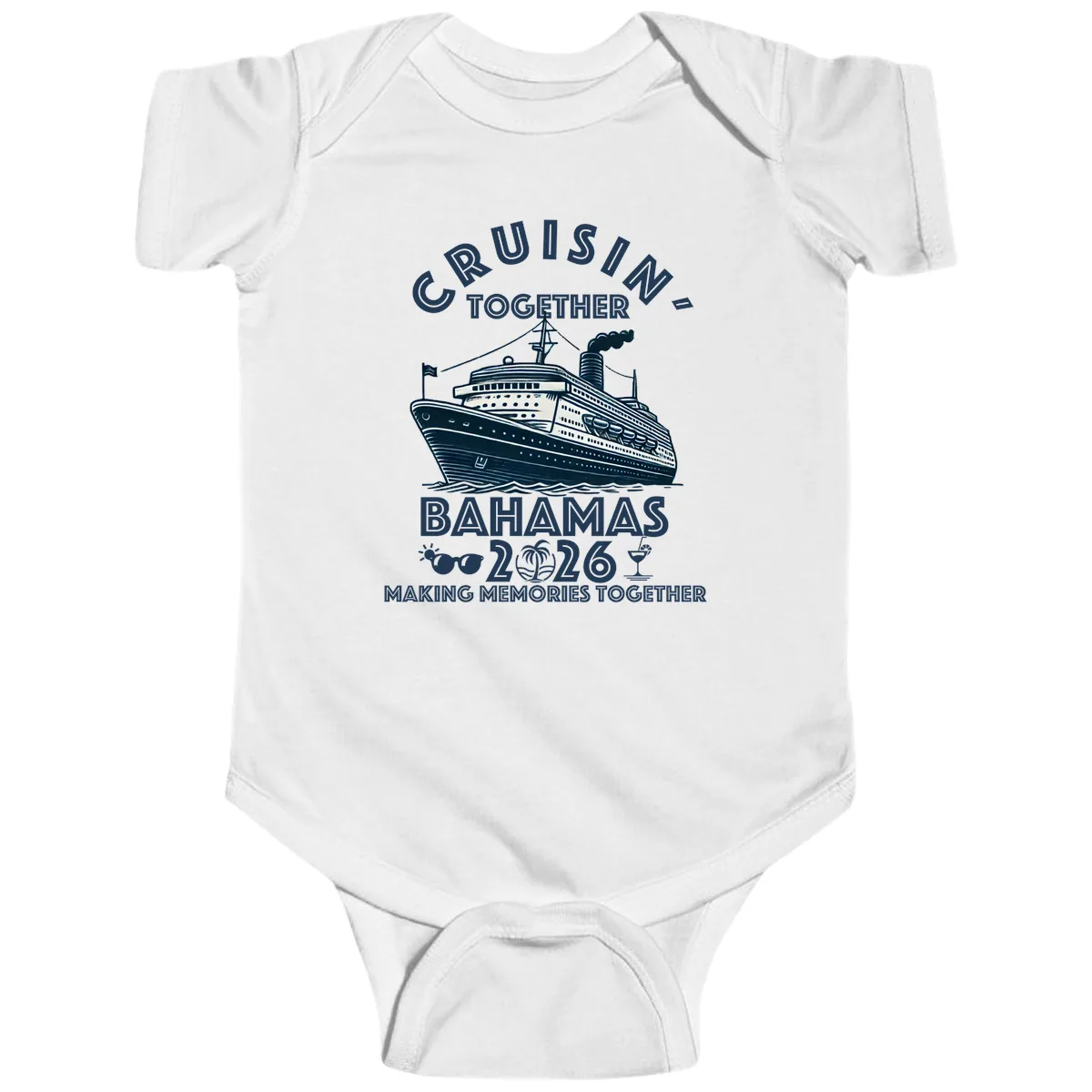 Family Cruisin' Together Bahamas 2026 Baby Onesie in White