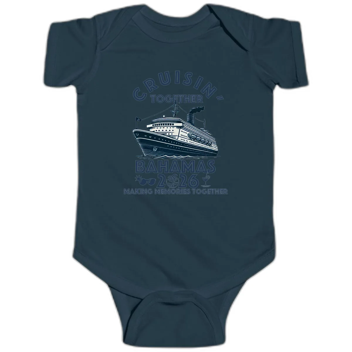 Family Cruisin' Together Bahamas 2026 Baby Onesie in Navy
