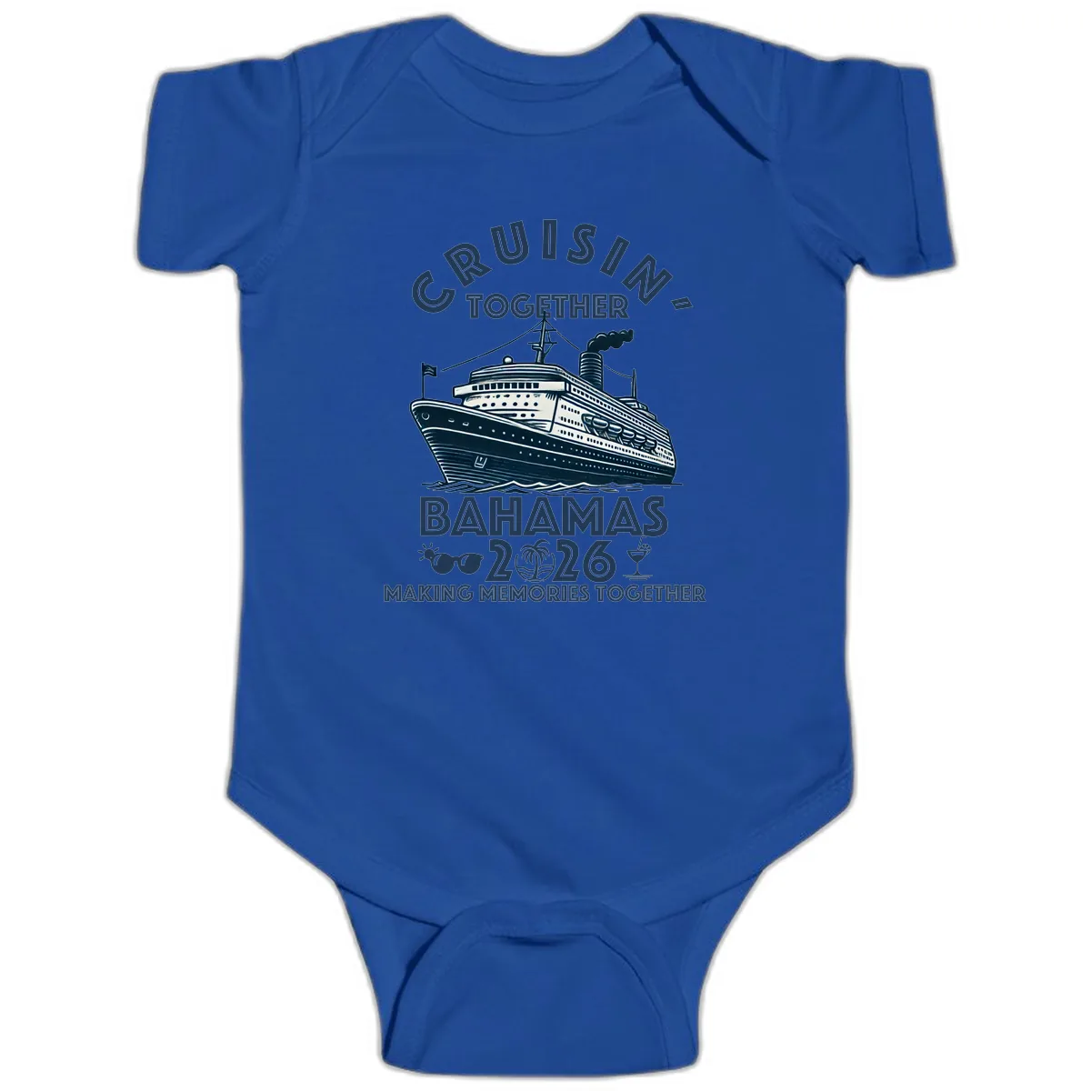 Family Cruisin' Together Bahamas 2026 Baby Onesie in Royal