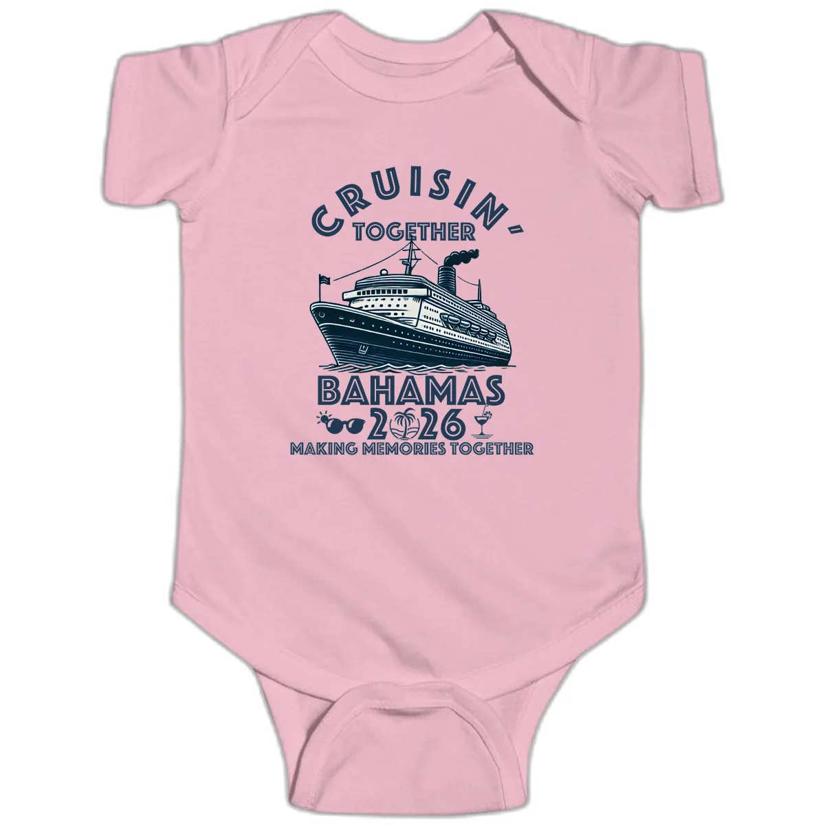 Family Cruisin' Together Bahamas 2026 Baby Onesie in Pink
