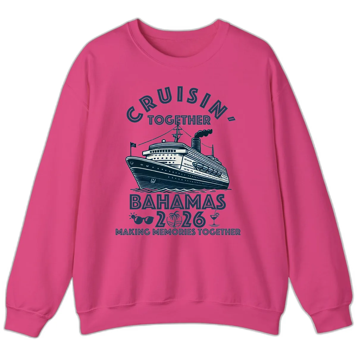 Family Cruisin' Together Bahamas 2026 Sweatshirt in Heliconia
