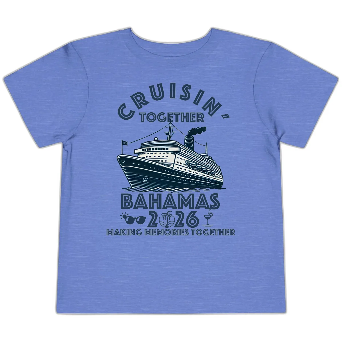 Family Cruisin' Together Bahamas 2026 Toddler T-Shirt in Heather Columbia Blue